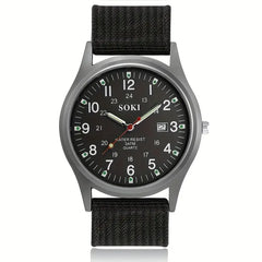 Watch Luminous Calendar Men's Quartz Watch Nylon Strap Army Watch