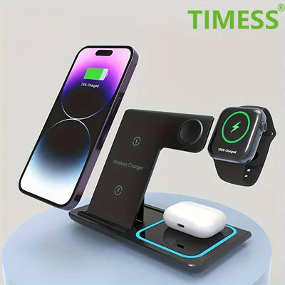 3-in-1 Fast Charging Station, Folding Wireless Charger Stand For iPhone...
