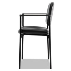 Stacking Guest Chair with Arms Bonded Black Leather Upholstery (new)