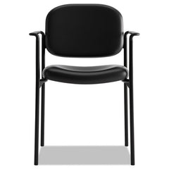 Stacking Guest Chair with Arms Bonded Black Leather Upholstery (new)